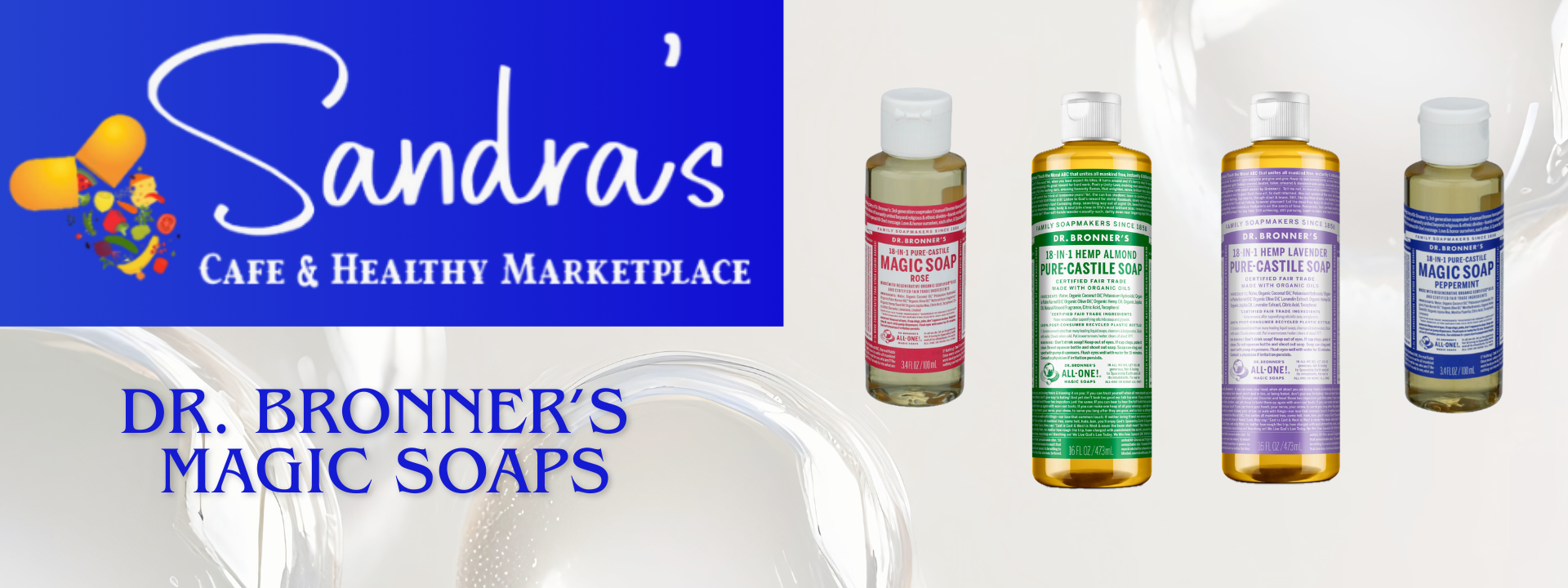 Dr. Bronners Magic Soap is a wonderful choice for fresh smells, and clean bodies.  Try Peppermint, Rose, or even Unscented Scents for Sensitivities