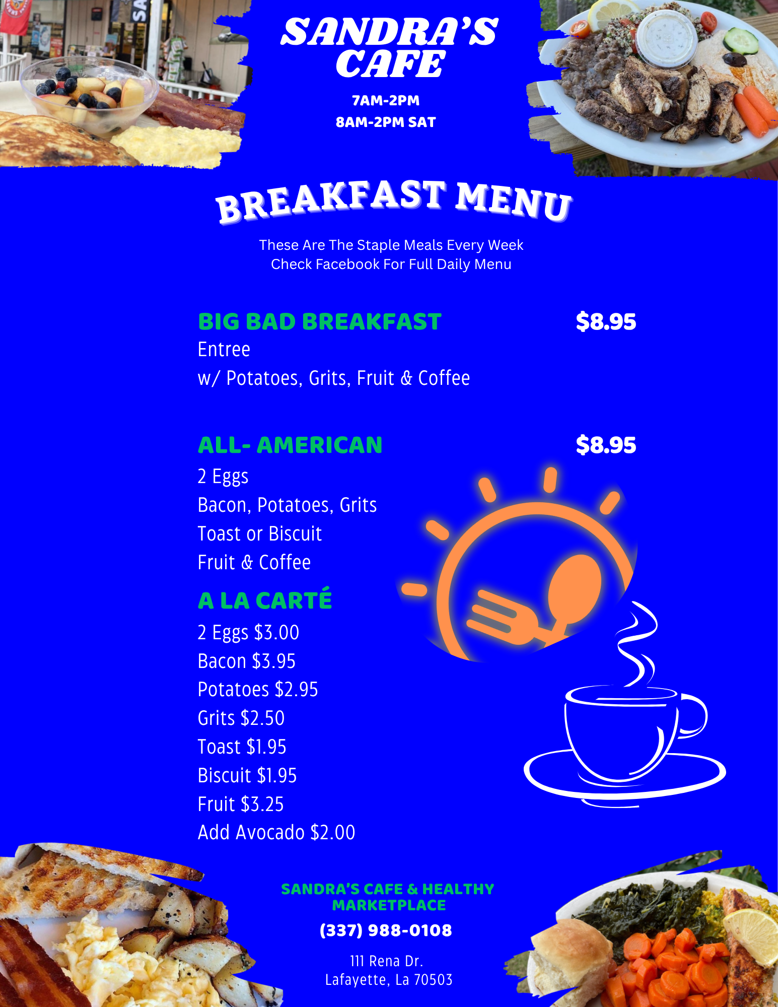 Sandra's Breakfast Menu